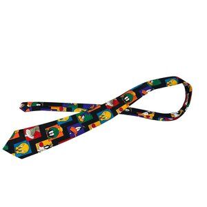 Looney Tunes Mania Tie 1993 Colorful Cartoon Character Print 100% Polyester